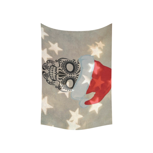 Christmas skull with star bokeh Cotton Linen Wall Tapestry 60"x 40"