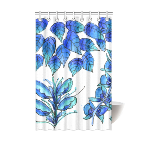 Pretty Blue Flowers, Aqua Garden Zendoodle Shower Curtain 48"x72"