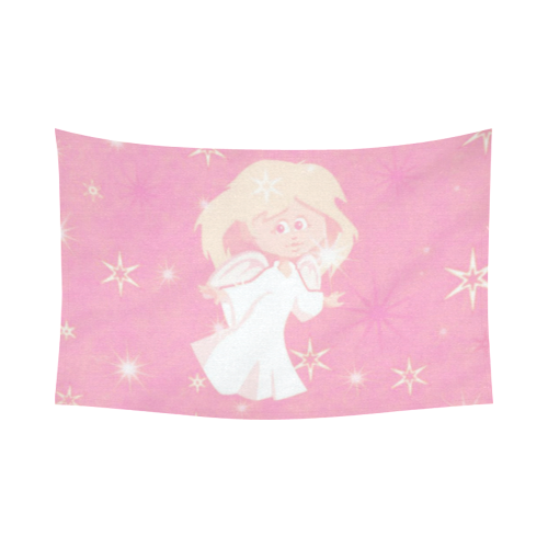 sweet christmas angel pink Cotton Linen Wall Tapestry 90"x 60"