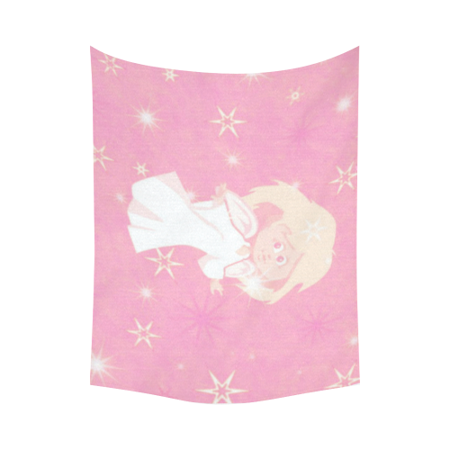 sweet christmas angel pink Cotton Linen Wall Tapestry 80"x 60"