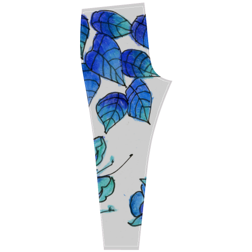 Pretty Blue Flowers, Aqua Garden Zendoodle Cassandra Women's Leggings (Model L01)