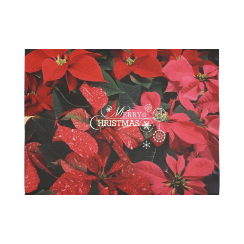 Poinsettia, merry christmas Cotton Linen Wall Tapestry 80"x 60"