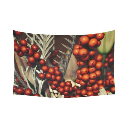 holly berries 715 Cotton Linen Wall Tapestry 90"x 60"