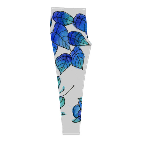 Pretty Blue Flowers, Aqua Garden Zendoodle Cassandra Women's Leggings (Model L01)