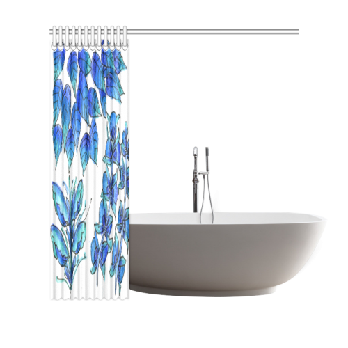 Pretty Blue Flowers, Aqua Garden Zendoodle Shower Curtain 69"x70"