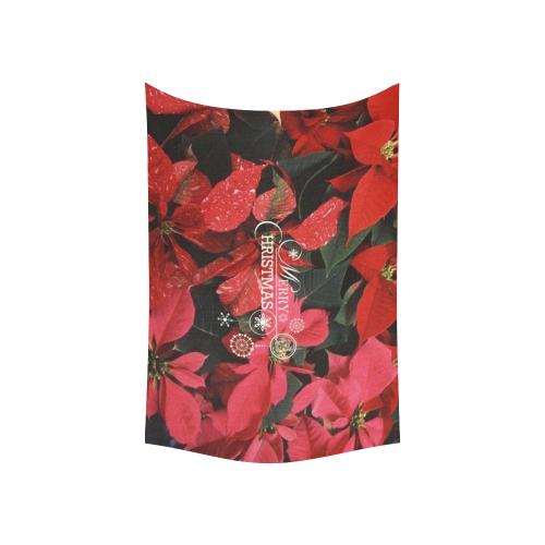 Poinsettia, merry christmas Cotton Linen Wall Tapestry 60"x 40"