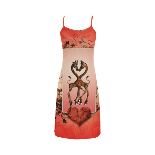 Giraffe in love Alcestis Slip Dress (Model D05)