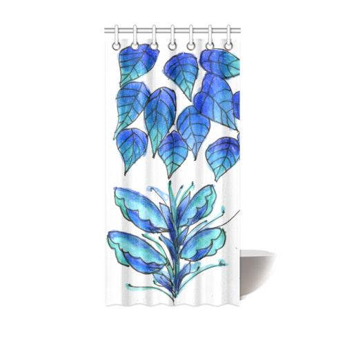 Pretty Blue Flowers, Aqua Garden Zendoodle Shower Curtain 36"x72"