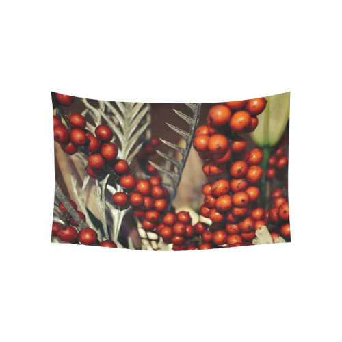 holly berries 715 Cotton Linen Wall Tapestry 60"x 40"