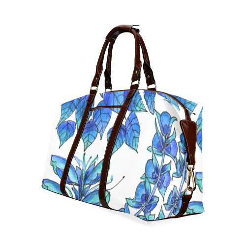 Pretty Blue Flowers, Aqua Garden Zendoodle Classic Travel Bag (Model 1643)
