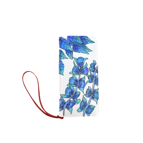 Pretty Blue Flowers, Aqua Garden Zendoodle Women's Clutch Wallet (Model 1637)