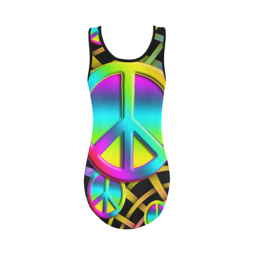 Colorful Peace Pattern Vest One Piece Swimsuit (Model S04)