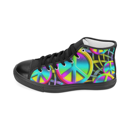 Colorful Peace Pattern Men’s Classic High Top Canvas Shoes (Model 017)