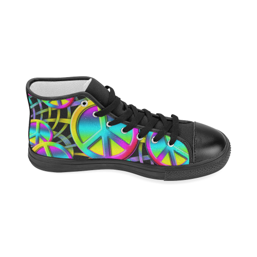 Colorful Peace Pattern Women's Classic High Top Canvas Shoes (Model 017)