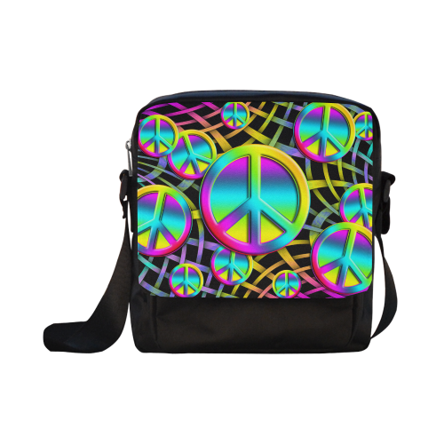 Colorful Peace Pattern Crossbody Nylon Bags (Model 1633)