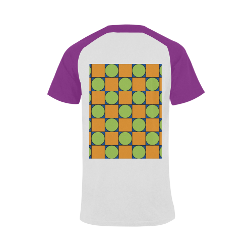 Green and Orange Geometric Pattern Men's Raglan T-shirt Big Size (USA Size) (Model T11)