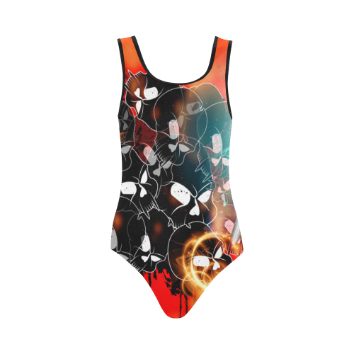 Awesome skulls Vest One Piece Swimsuit (Model S04)