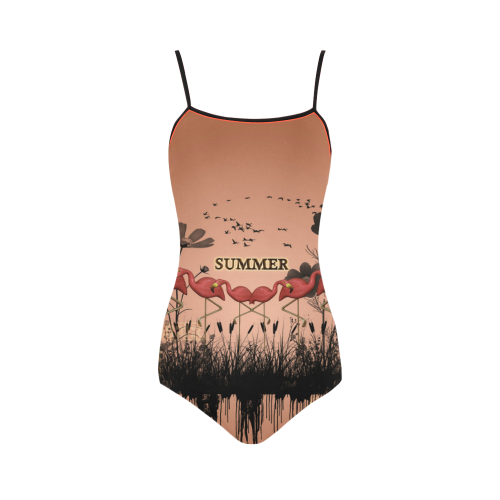 Summer design with flamingo Strap Swimsuit ( Model S05)