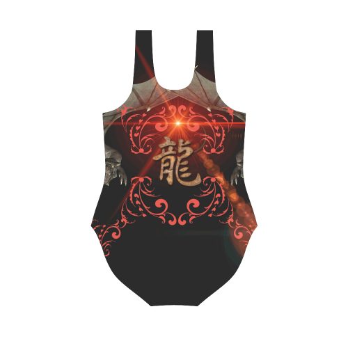 Hieroglyph, the dragon Vest One Piece Swimsuit (Model S04)