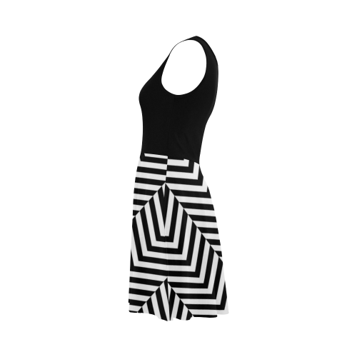 Black chevron pattern with solid black top , Atalanta Sundress (Model D04)