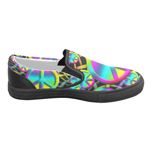 Colorful Peace Pattern Men's Slip-on Canvas Shoes (Model 019)