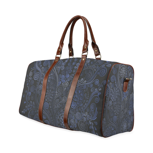 Ornamental Blue on Gray Waterproof Travel Bag/Small (Model 1639)