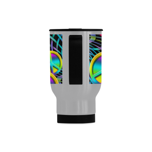 Colorful Peace Pattern Travel Mug (Silver) (14 Oz)