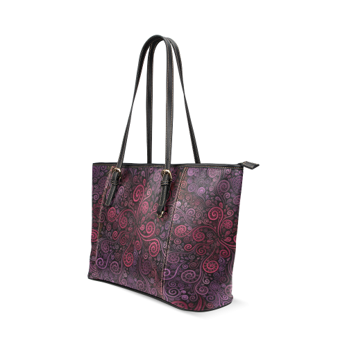 Psychedelic 3D Rose Leather Tote Bag/Small (Model 1640)