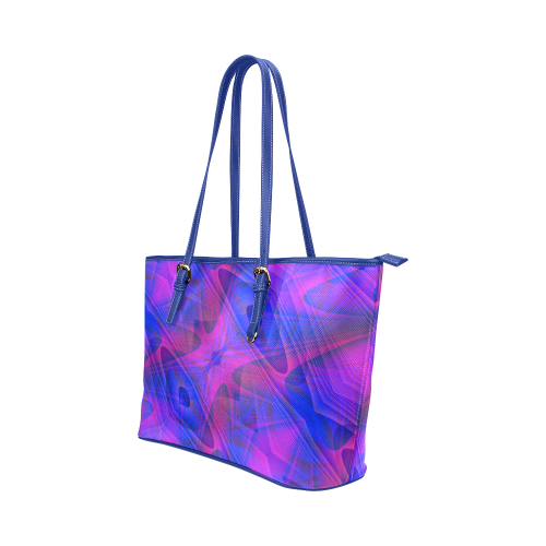 Geometric Abstract Blue and Purple Leather Tote Bag/Small (Model 1651)