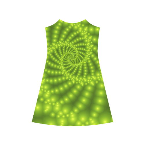 Glossy Lime Green Beads Spiral Fractal Alcestis Slip Dress (Model D05)