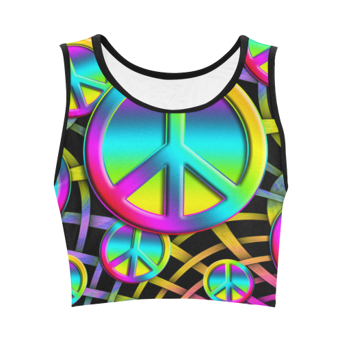 Colorful Peace Pattern Women's Crop Top (Model T42)