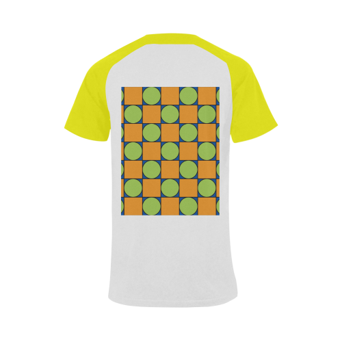 Green and Orange Geometric Pattern Men's Raglan T-shirt Big Size (USA Size) (Model T11)