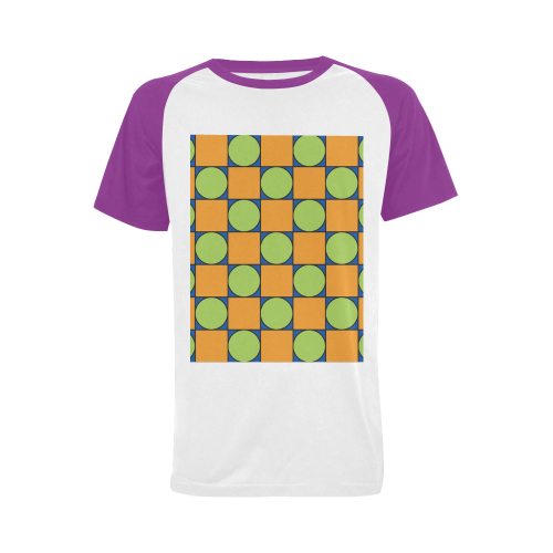 Green and Orange Geometric Pattern Men's Raglan T-shirt Big Size (USA Size) (Model T11)