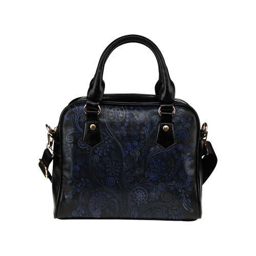 Ornamental blue on gray Shoulder Handbag (Model 1634)