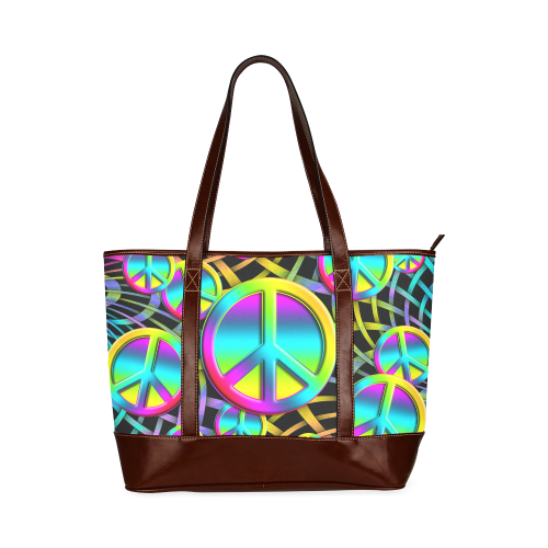 Colorful Peace Pattern Tote Handbag (Model 1642)