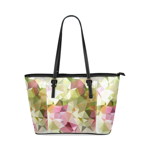 Low Poly Pastel Flowers Leather Tote Bag/Large (Model 1640)
