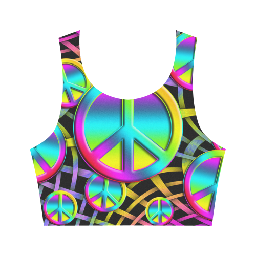 Colorful Peace Pattern Women's Crop Top (Model T42)