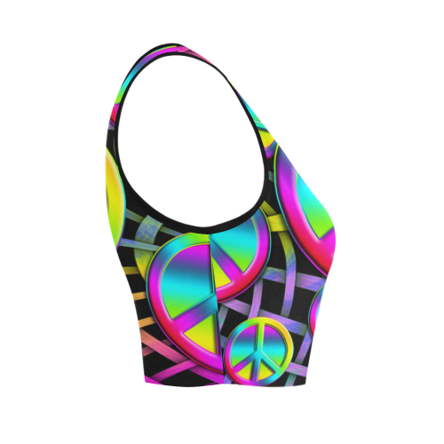 Colorful Peace Pattern Women's Crop Top (Model T42)