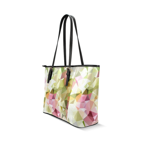 Low Poly Pastel Flowers Leather Tote Bag/Large (Model 1640)