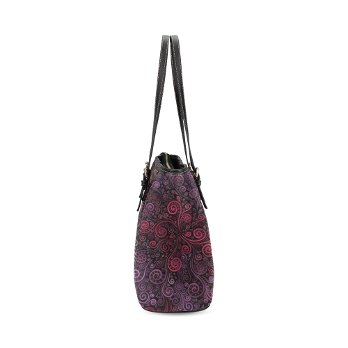 Psychedelic 3D Rose Leather Tote Bag/Small (Model 1640)