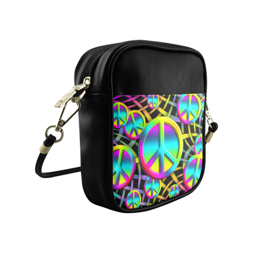 Colorful Peace Pattern Sling Bag (Model 1627)