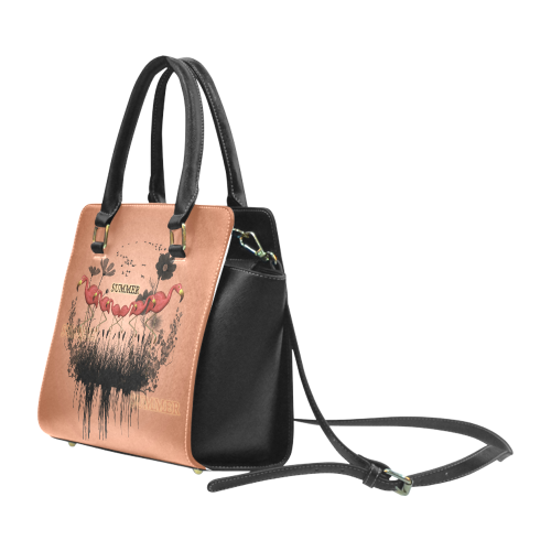 Summer design with flamingo Rivet Shoulder Handbag (Model 1645)