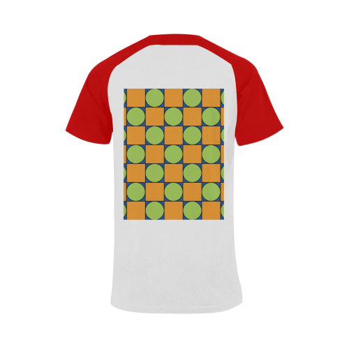 Green and Orange Geometric Pattern Men's Raglan T-shirt Big Size (USA Size) (Model T11)