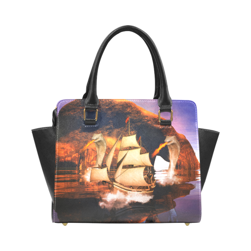 Fantasy seascape Rivet Shoulder Handbag (Model 1645)