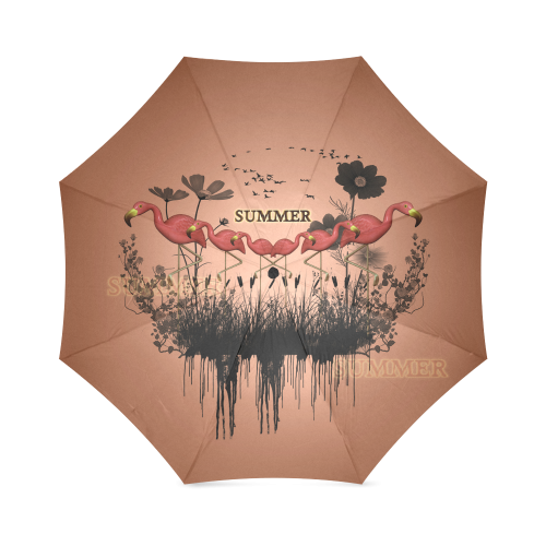 Summer design with flamingo Foldable Umbrella (Model U01)