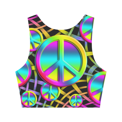 Colorful Peace Pattern Women's Crop Top (Model T42)