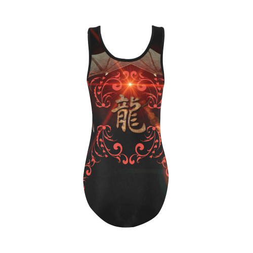 Hieroglyph, the dragon Vest One Piece Swimsuit (Model S04)