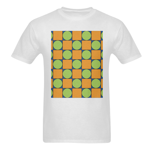 Green and Orange Geometric Pattern Sunny Men's T- shirt (Model T06)