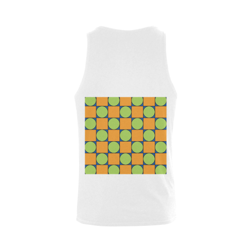 Green and Orange Geometric Pattern Plus-size Men's Shoulder-Free Tank Top (Model T33)