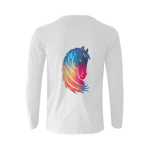Colorful Horse head Illustration Sunny Men's T-shirt (long-sleeve) (Model T08)